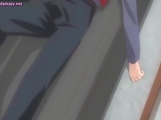 Násťročné anime slúžka v biele podkolienky