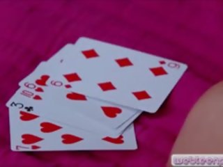 Strip poker turns into a telungsawetara lesbosex